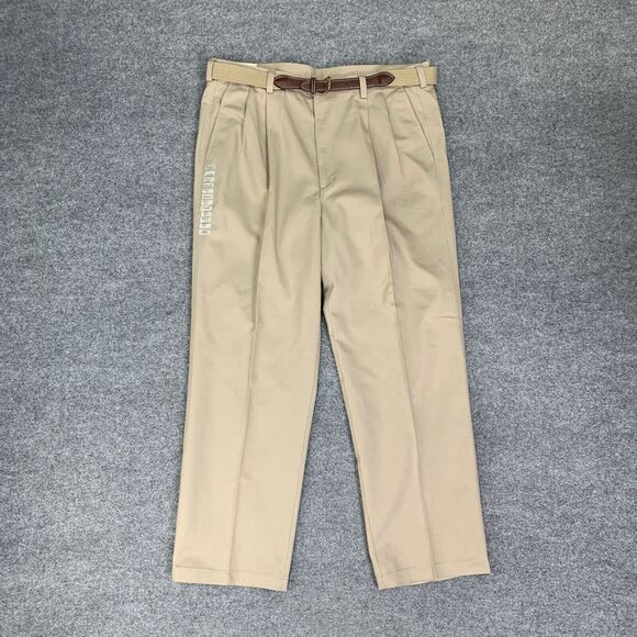 Haggar Pants Mens 38 Classic Fit Pleated Belted Straight Flat Front Non Iron New - Picture 2 of 12